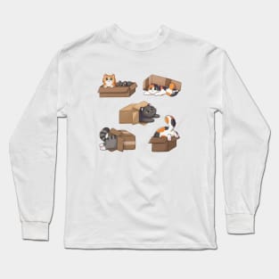 Cute Cats In Boxes Long Sleeve T-Shirt